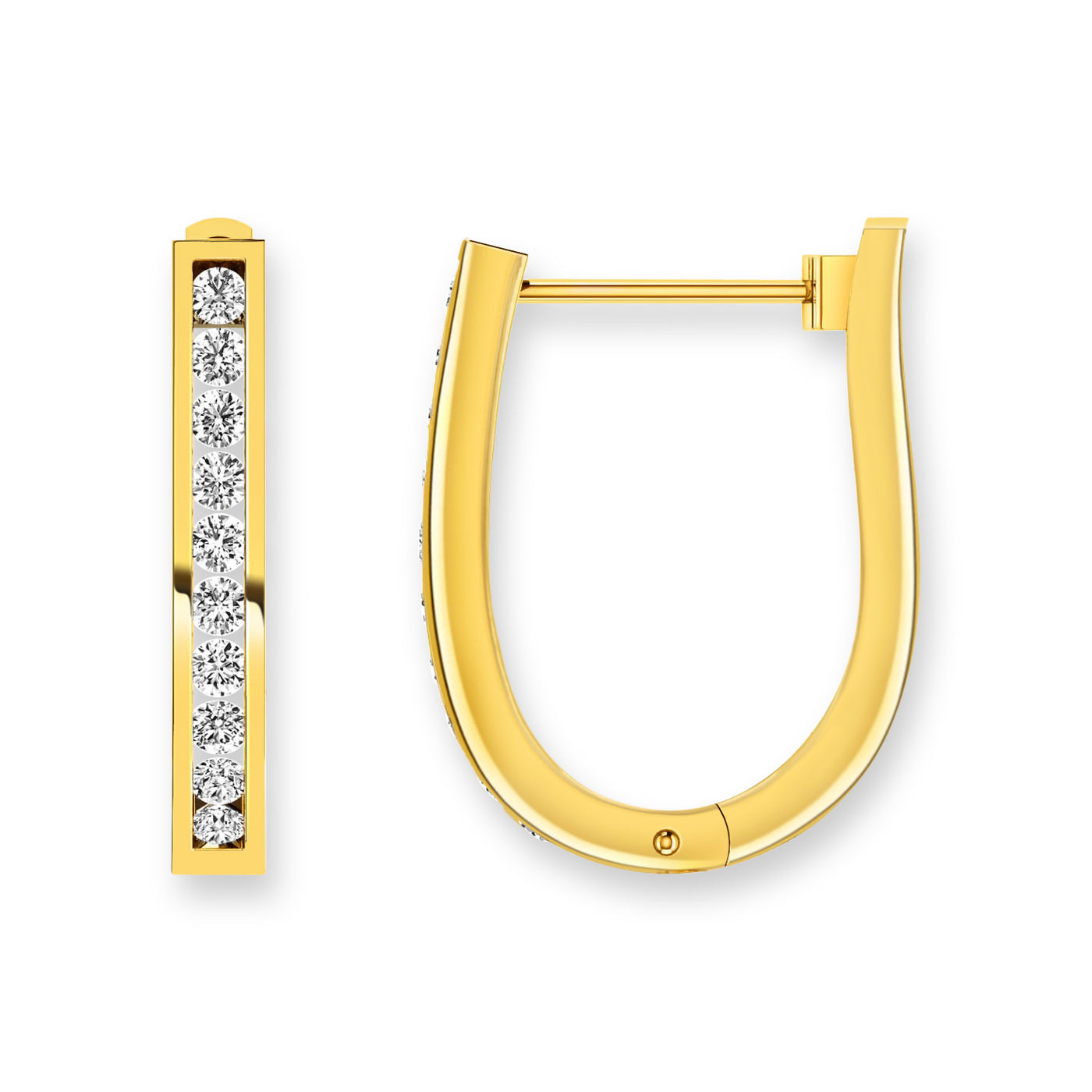 9Ct Yellow Gold Diamond Set Huggie Earrings