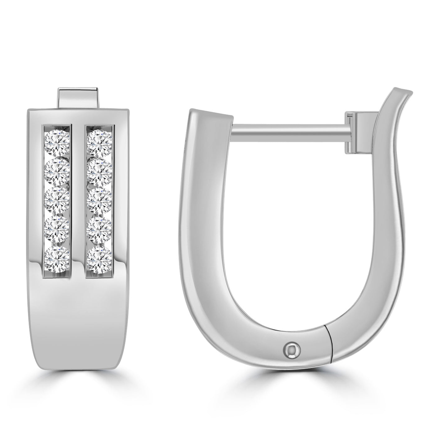9Ct White Gold Diamond Huggie Earrings