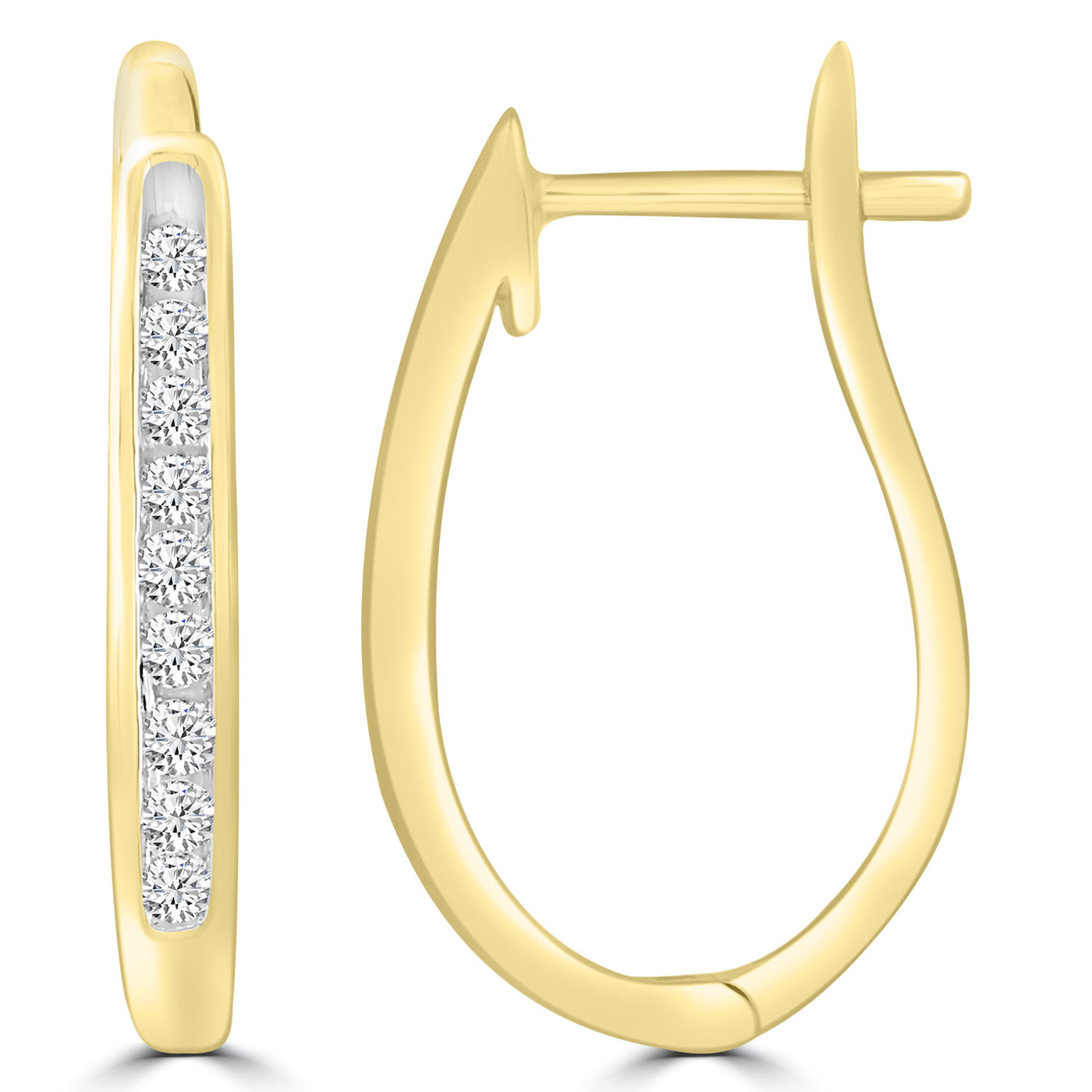 9Ct Yellow Gold Diamond Set Huggie Earrings
