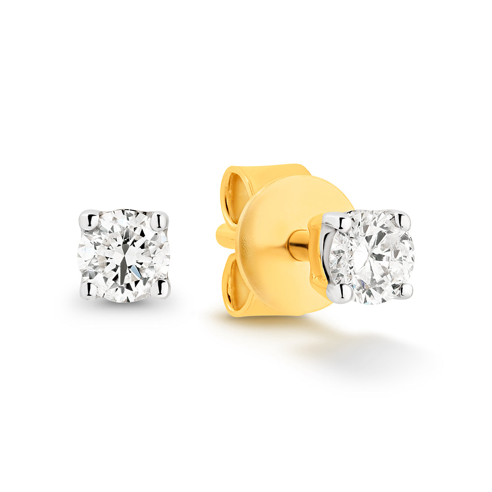 9Ct Yellow Gold Diamond Stud Earrings