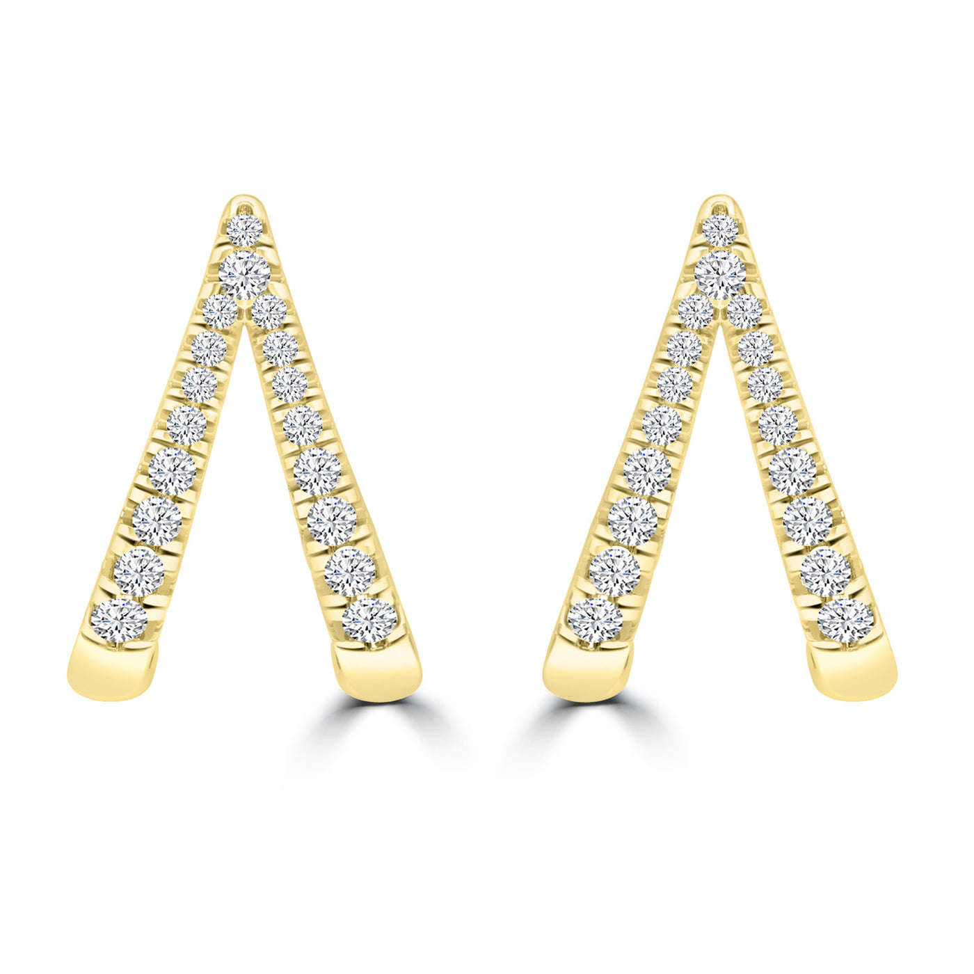 9Ct Yellow Gold Diamond Huggie Double Hoop Earrings
