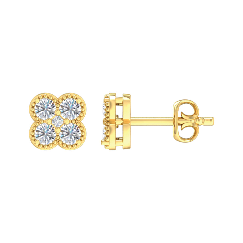 9ct Yellow Gold Lab Grown Diamond Clover Shaped Earrings