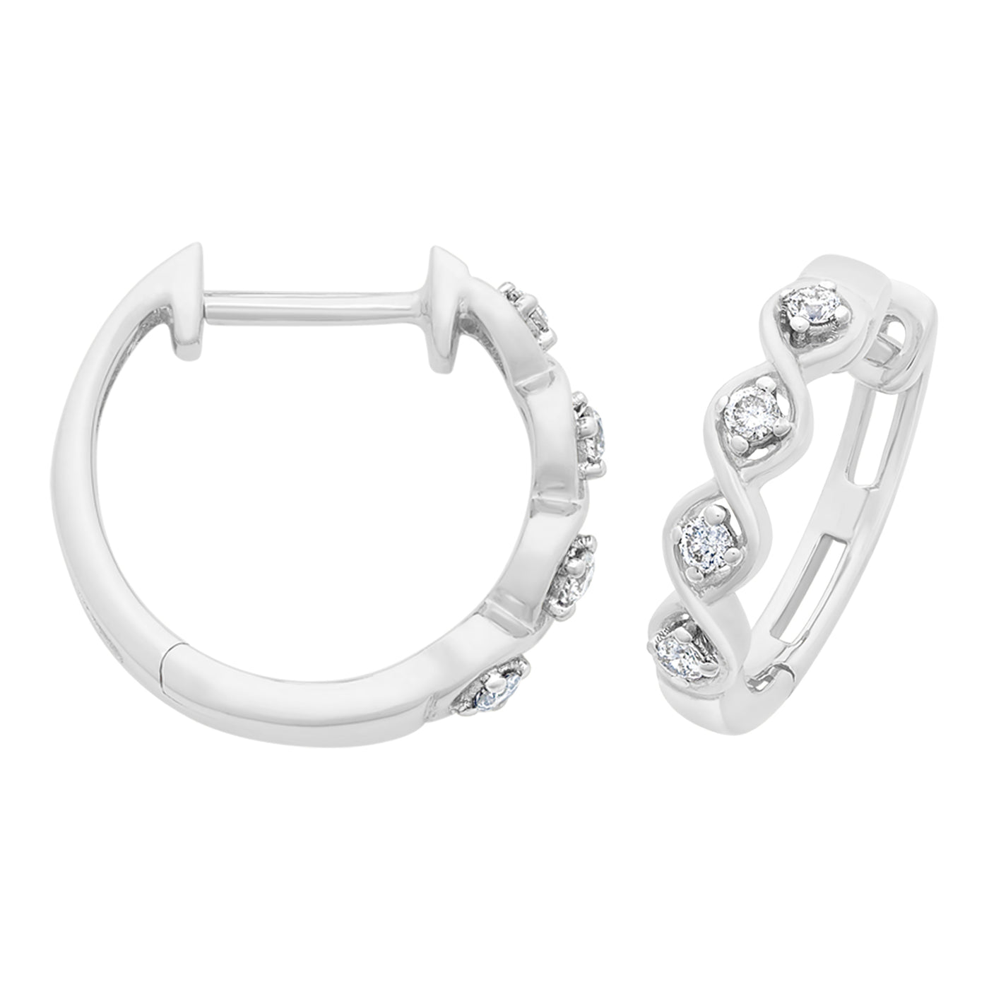 9ct White Gold Diamond Huggie Earrings