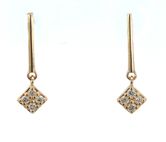 9ct Yellow Gold Drop Earrings Set With Diamonds