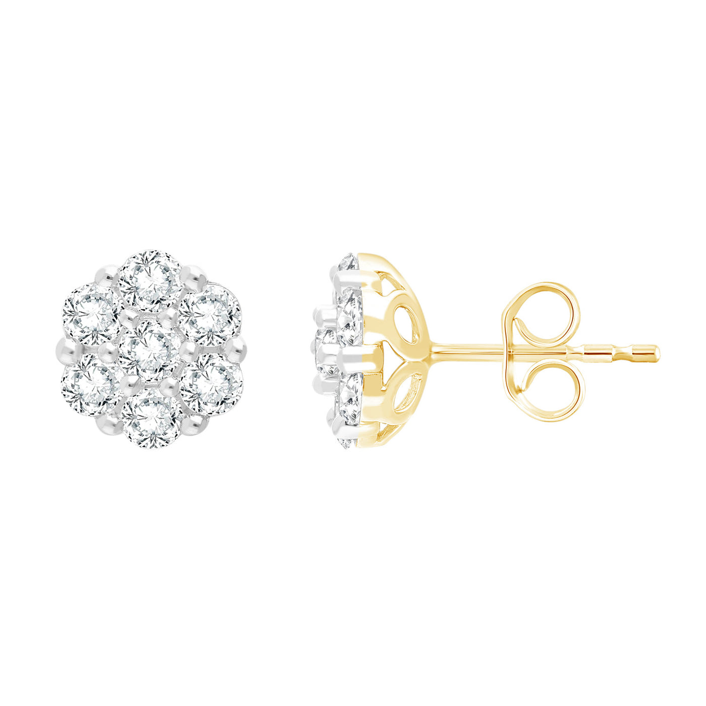 9ct Yellow Gold Lab Grown Diamond Cluster Earrings