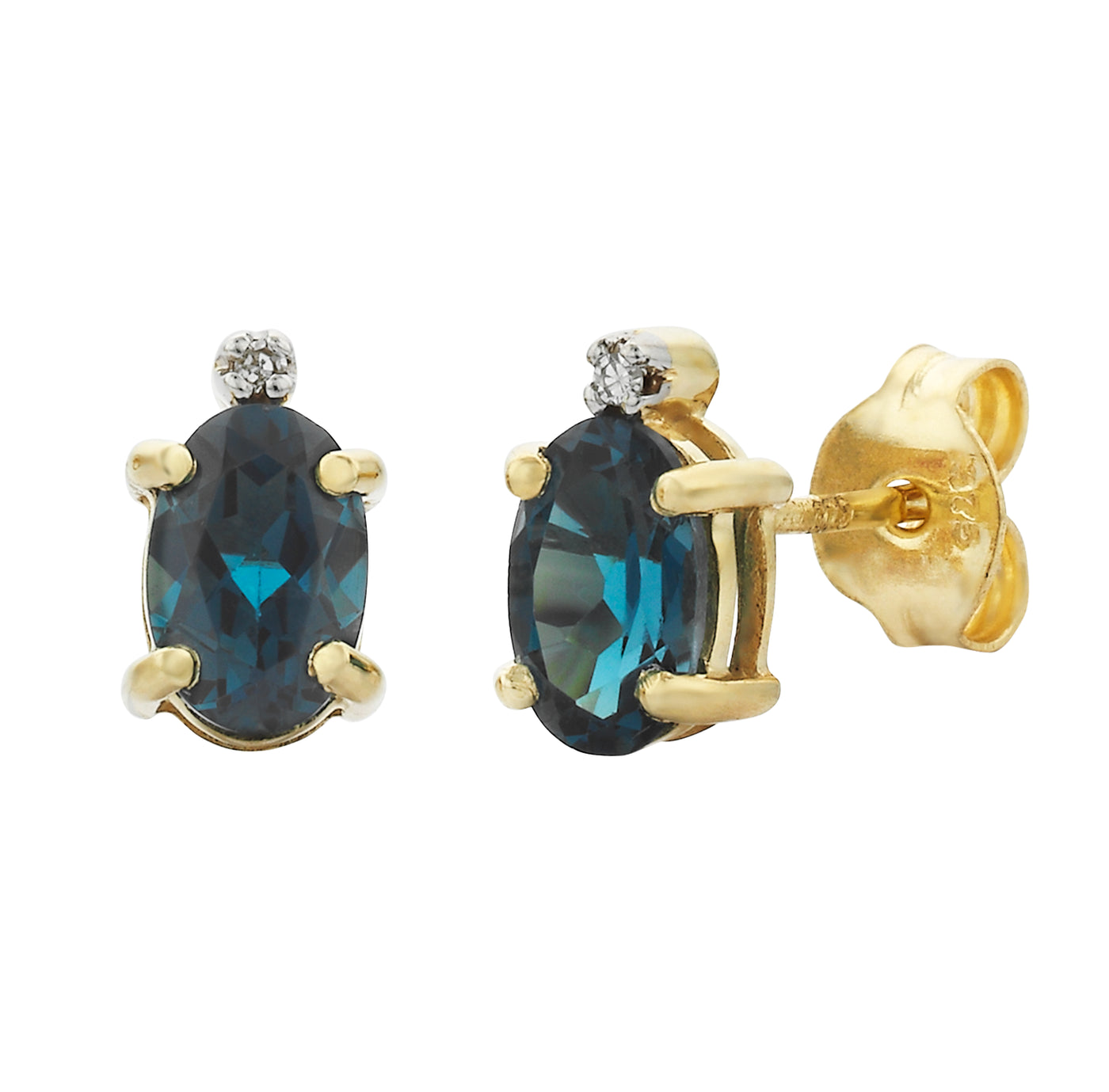 9ct London Blue Topaz & Diamond Studs