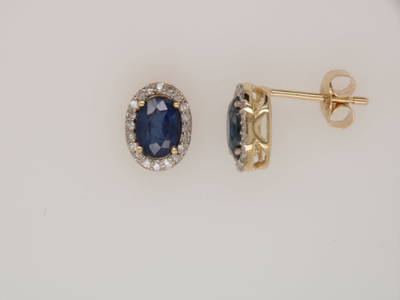9Ct Yellow Gold Sapphire And Diamond Cluster Earrings