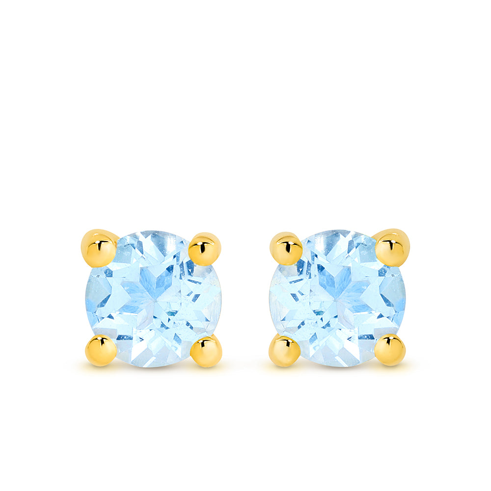 9Ct Yellow Gold Blue Topaz Stud Earrings