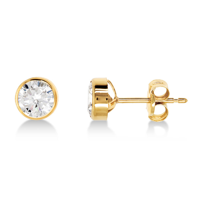 9ct Yellow Gold 5mm Bezel Set Cubic Zirconia Stud
