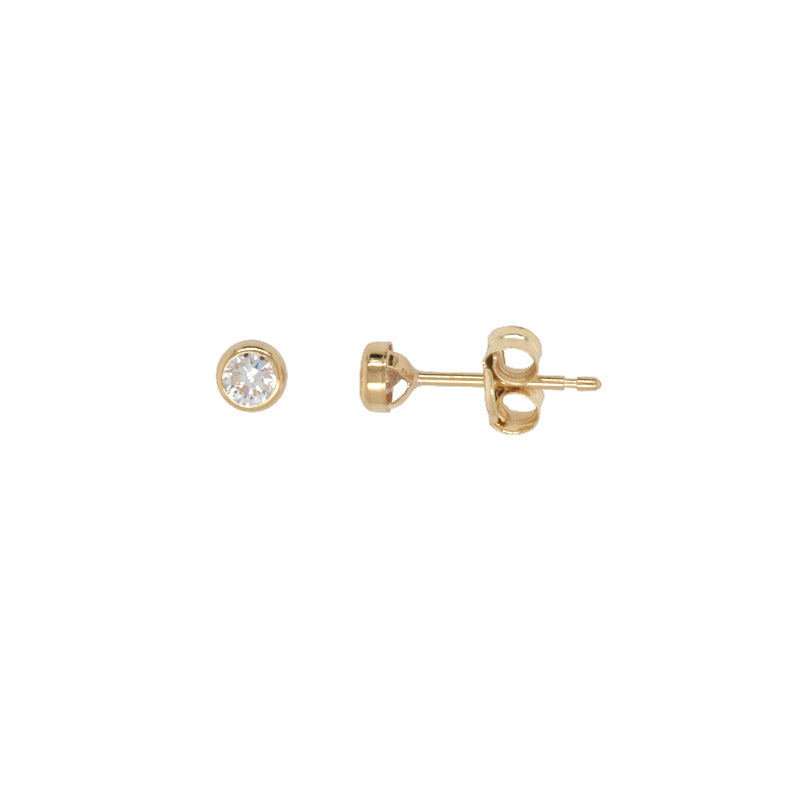 9ct yellow gold 3mm round cz stud earrings