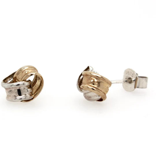 9ct Yellow Gold And Sterling Silver Knot Earrings