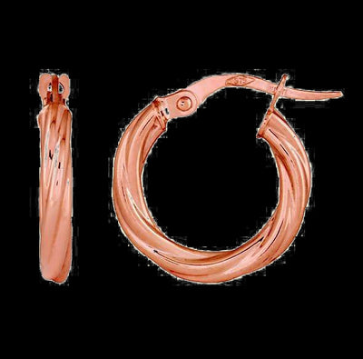 9Ct Rose Gold Twist 2Mmx10mm Hoop Earrings