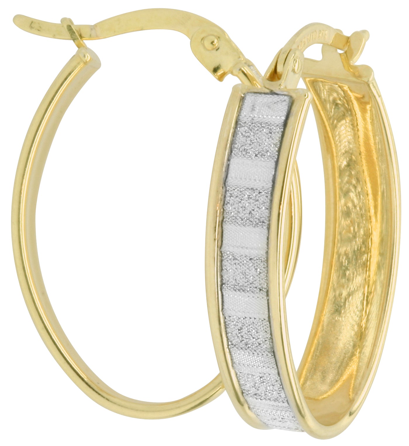 9ct Yellow Gold Earrings Rhodium Plated