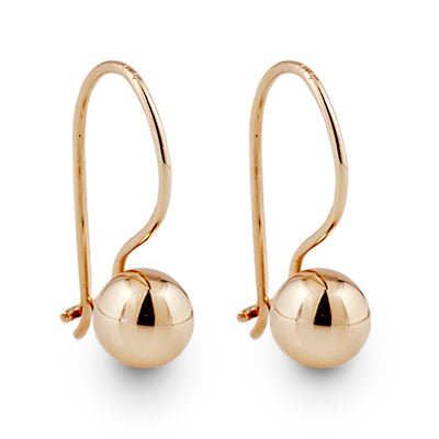 9Ct Yellow Gold 6Mm Euro Ball Earrings