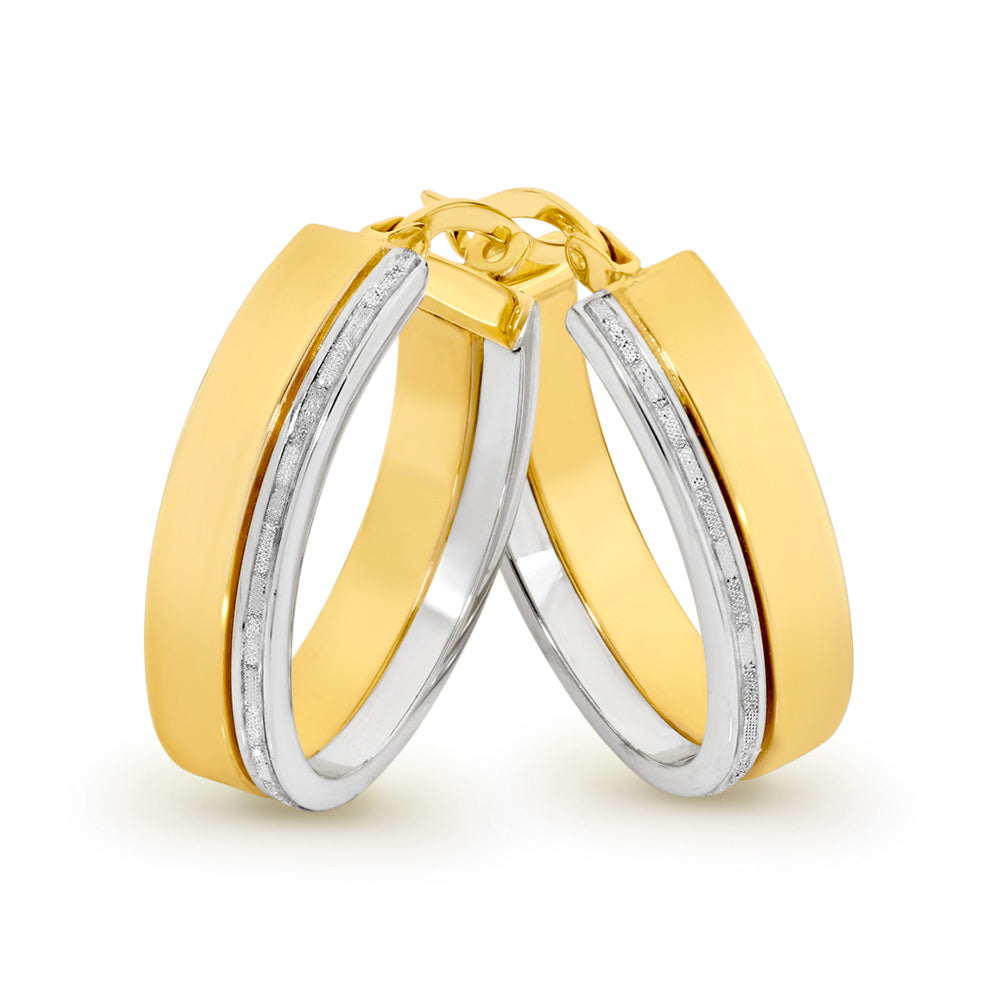 9ct Two Tone Oval Hoops