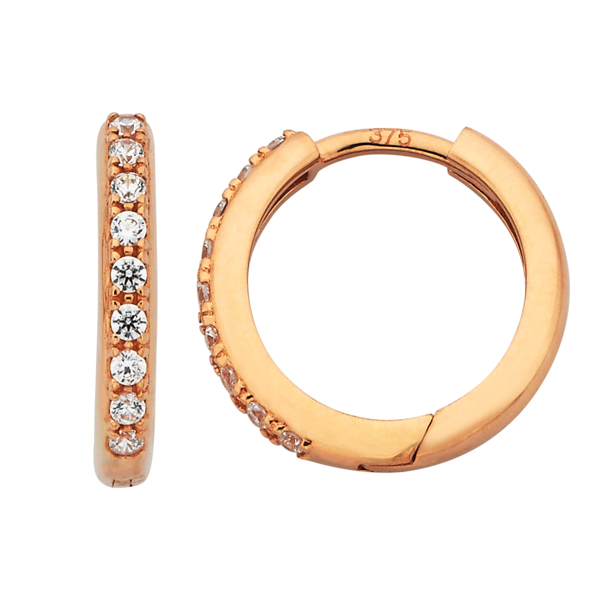 9ct Rose Gold Cubic Zirconia Huggies