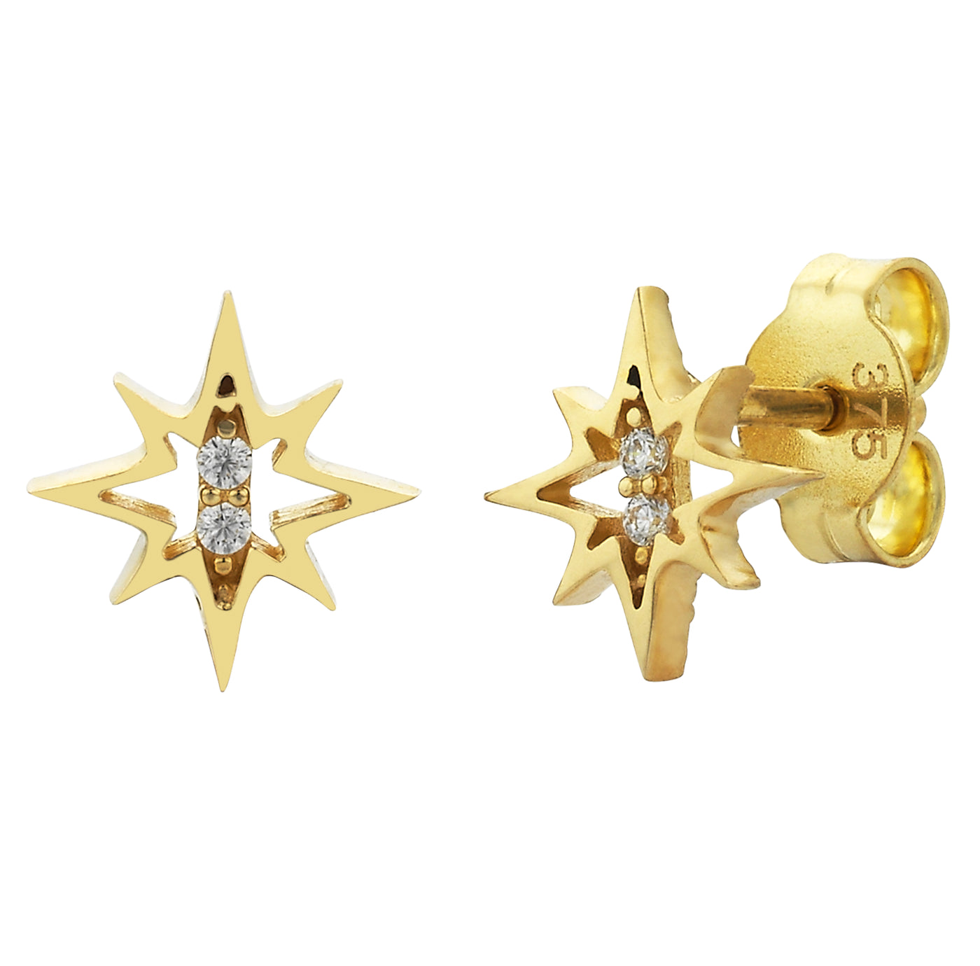 9ct Cubic Zirconia Star Studs