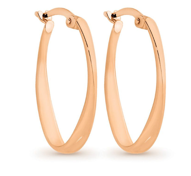 9Ct Rose Gold Silver Bonded Twist Hoop Earrings