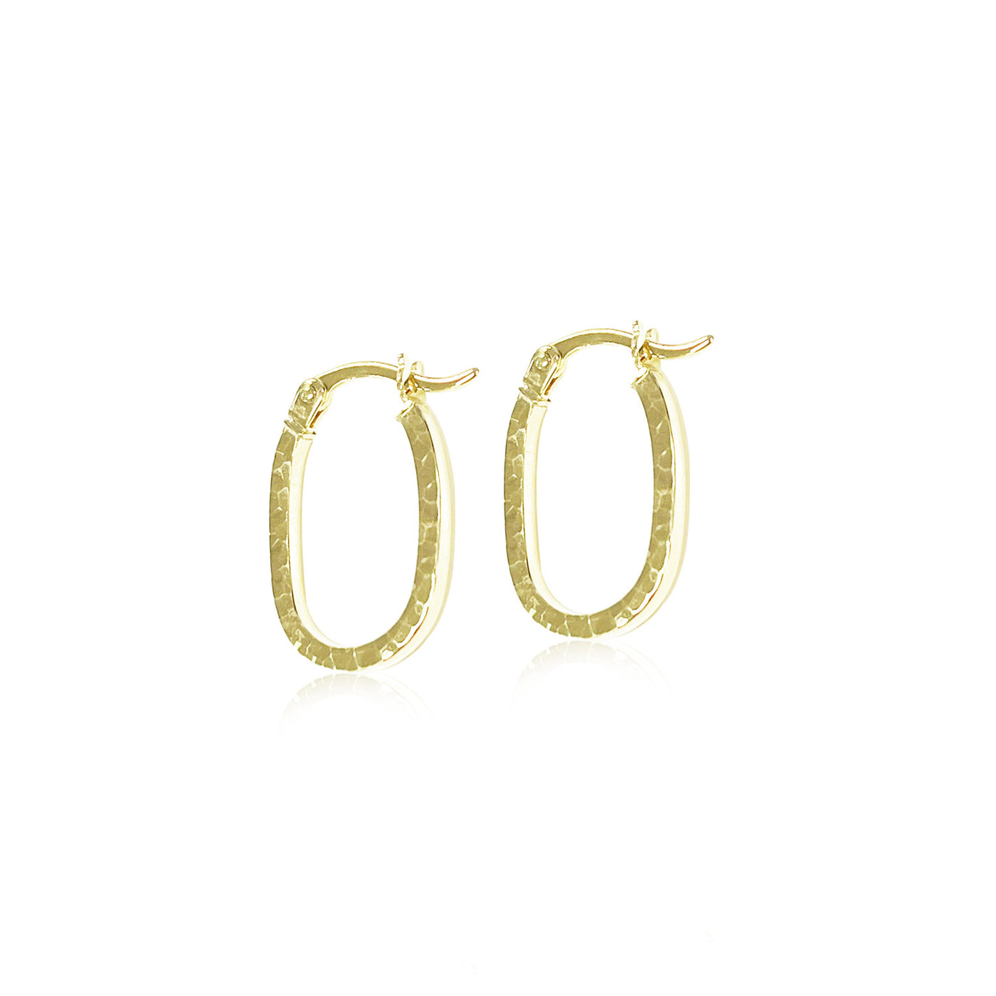 9Ct Yellow Gold Oval Faceted Hoop Earrings