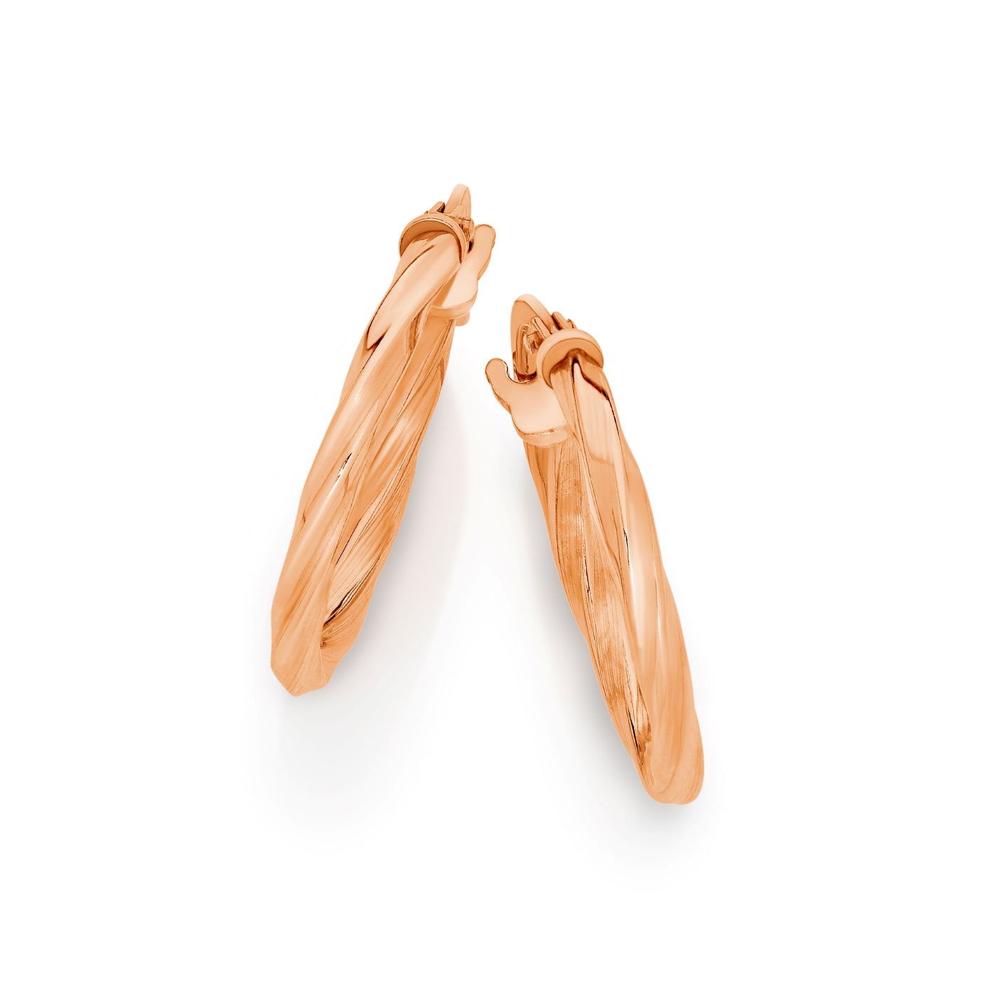 9Ct Rose Gold Bonded On Sterling Silver Twist Hoop Earring