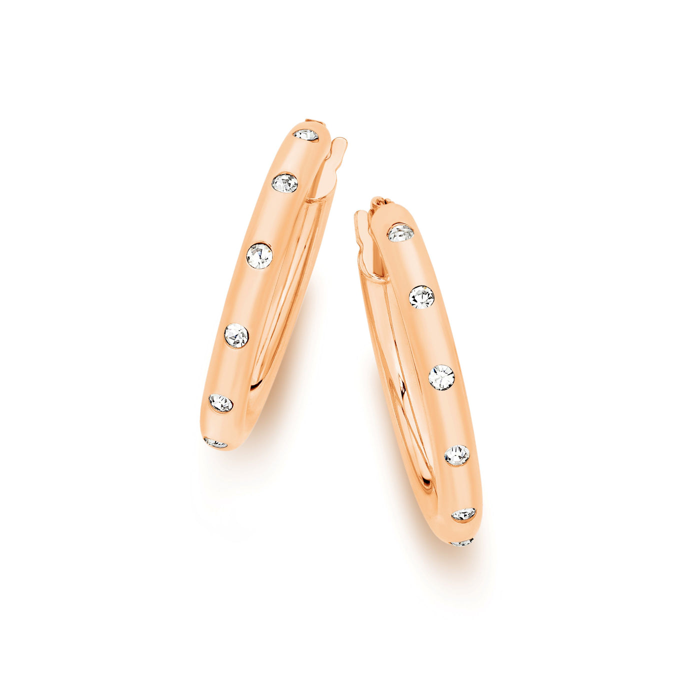 9ct Rose Gold Bonded On Sterling Silver Hoop Earrings Set With CZ