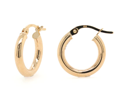 9Ct Yellow Gold Hoop Earrings With Creole Fitting 10Mm