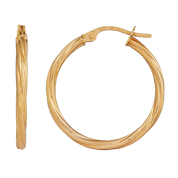 9Ct Yellow Gold Twist Hoops