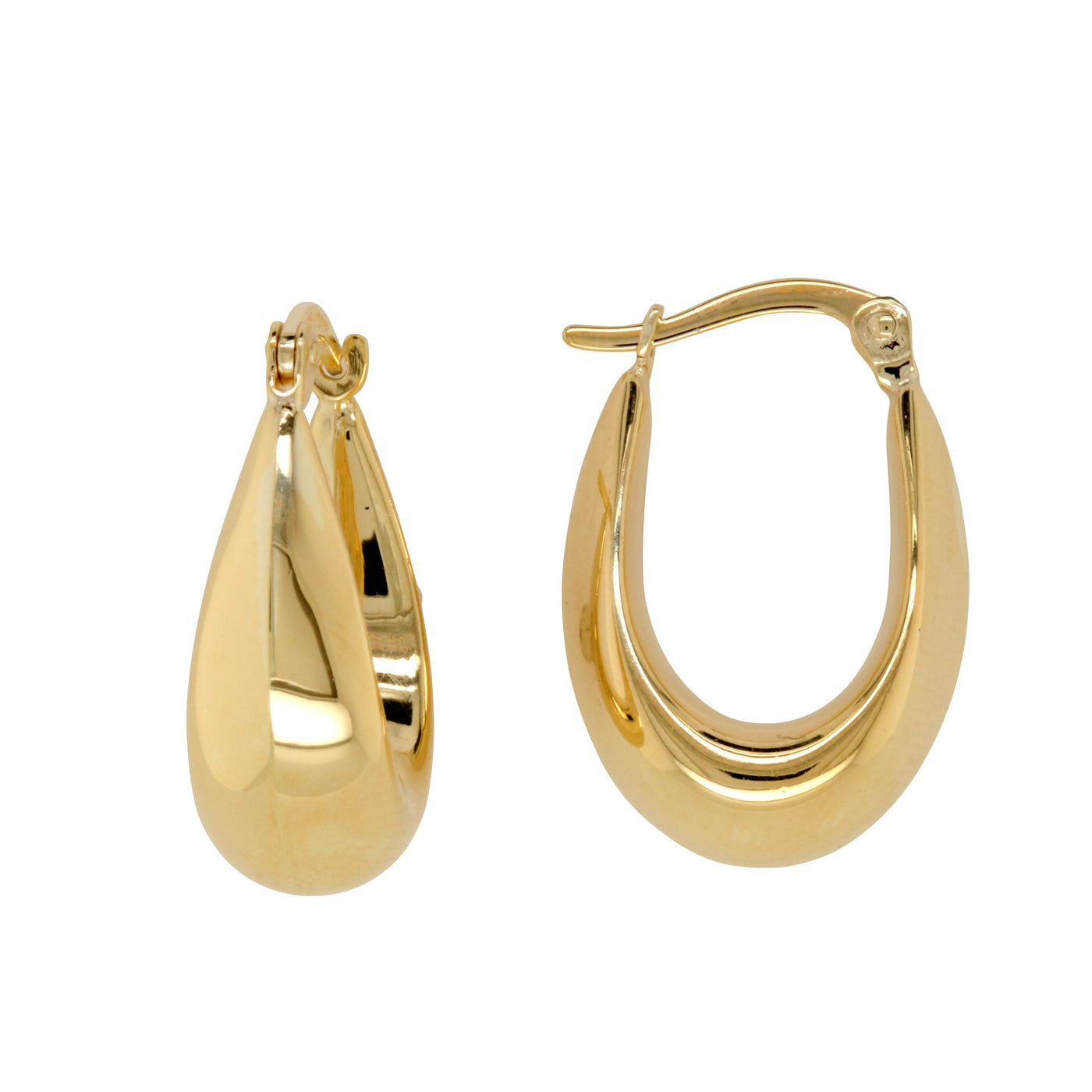 Yellow Gold Tear Drop Hoop Earrings