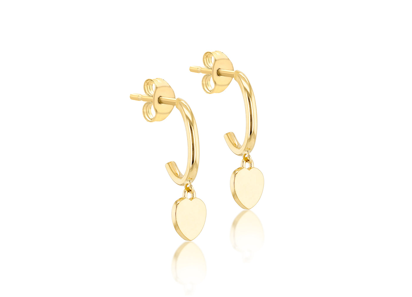 9ct Yellow Gold Hoops With Heart Drops
