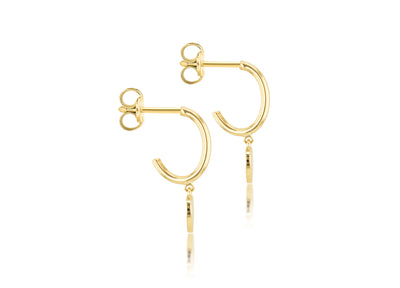9ct Yellow Gold Hoops With Heart Drops