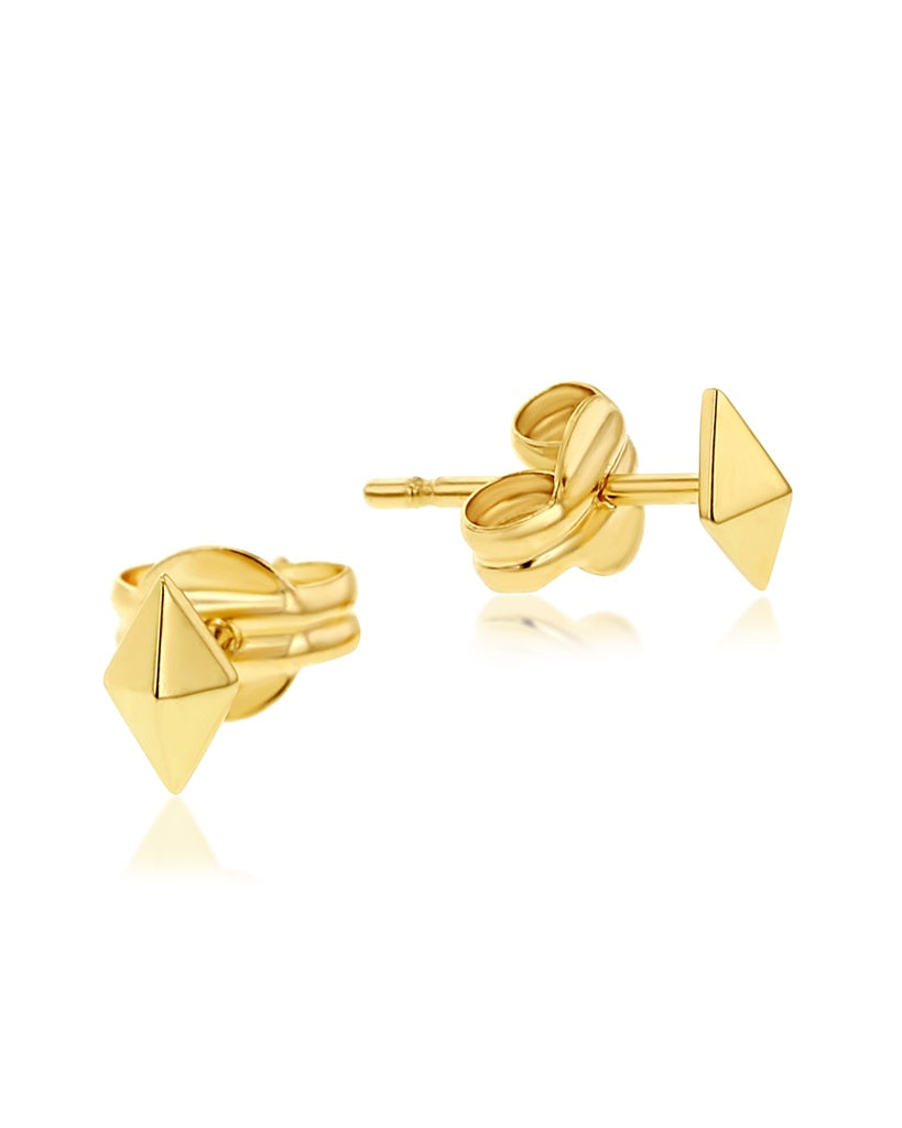 9ct Yellow Gold Mini Diamond Shaped Pyramid Stud Earrings