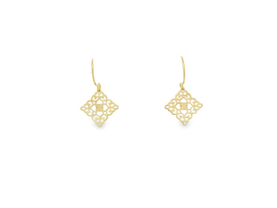 9ct Yellow Gold Filigree Drop Earrings