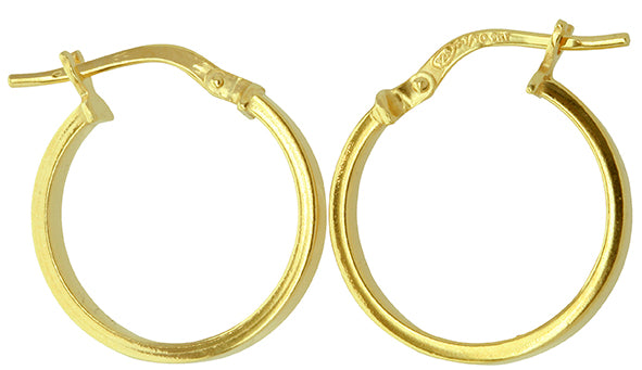 9ct Yellow Bonded On Silver Hoop Earrings