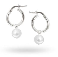Sterling Silver Freshwater Pearl Hoops