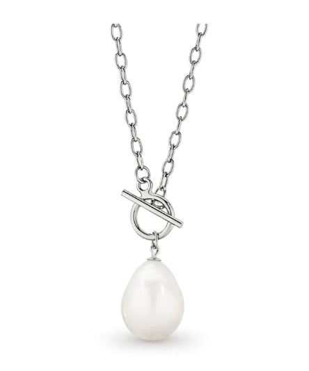 Sterling Silver White Drop Edison 13Mm Freshwater Toggle Necklace