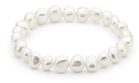 White Keishi Freshwater Pearl Elastic Bracelet