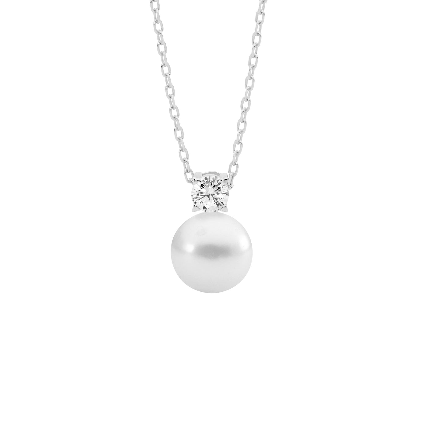 Sterling Silver Freshwater Pearl and CZ Pendant