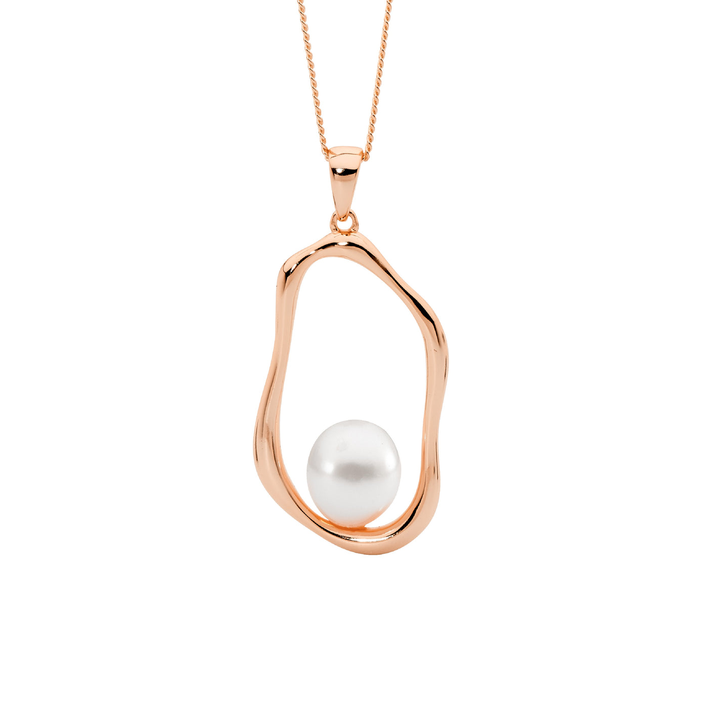 Oval Pendant Freashwater Pearl Rose gold plated