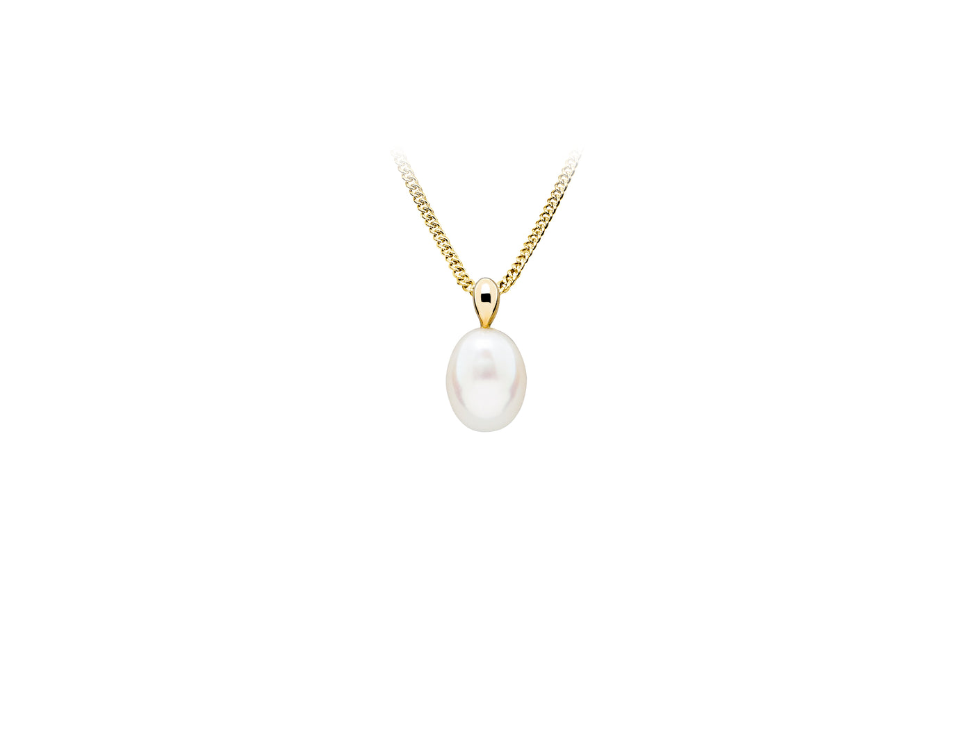 9Ct Yellow Gold White Freshwater Pearl Pendant No Chain