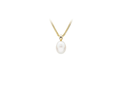 9Ct Yellow Gold White Freshwater Pearl Pendant No Chain