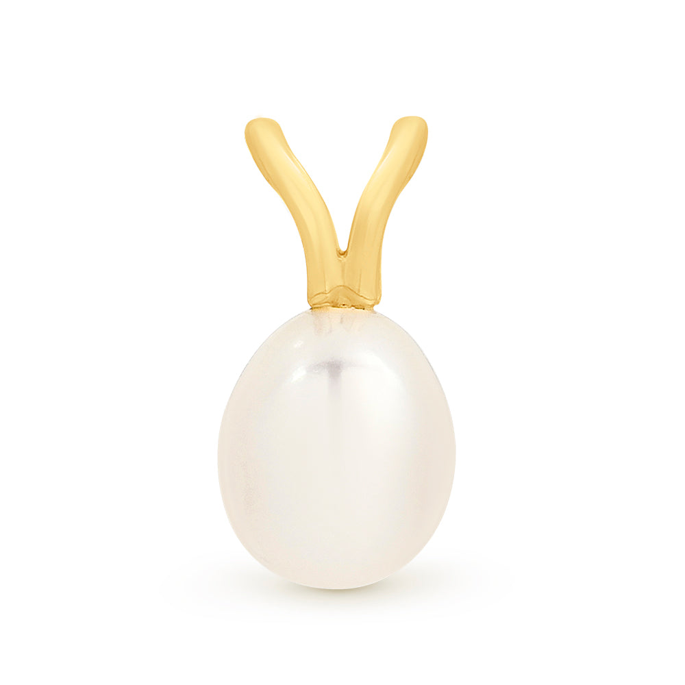 9Ct Yellow Gold Solitaire Freshwater Pearl Pendant