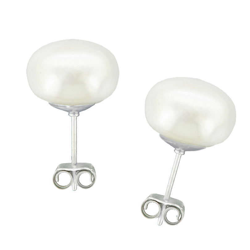 Sterling Silver And White Freshwater Pearl Earrings