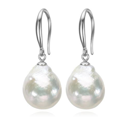 Sterling silver with baroque pearl drop earrings