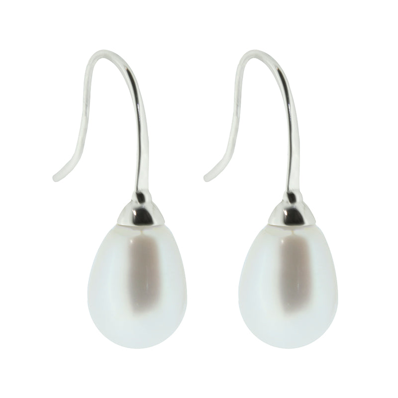 Sterling Silver And Fresh Water Pear Drop Earrings