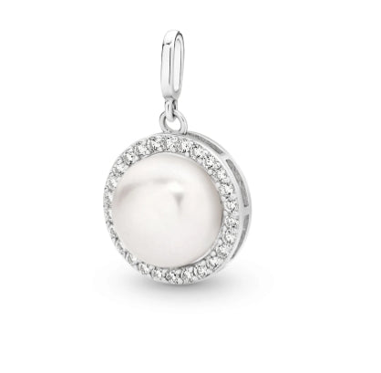 Sterling Silver Pearl And CZ Pendant