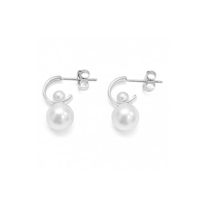 Silver Perle Sterling Silver Double Fwp Stud Earrings