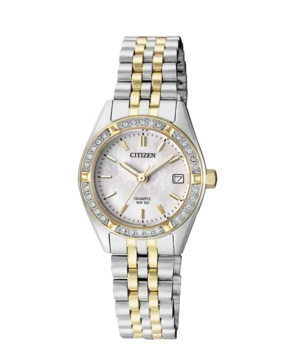 Ladies Citizen Two Tone Watch With Crystals Around Dial