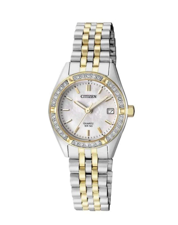 Ladies Citizen Two Tone Watch With Crystals Around Dial