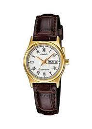 Ladies Gold Casio Watxch With Brown Leather Strap LTPV006GL-7B