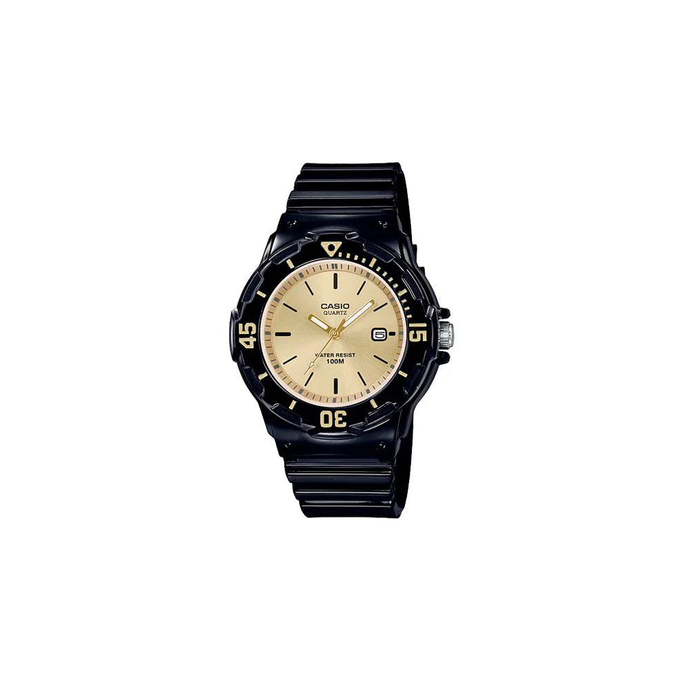 Ladies Casio Black And Gold Watch LRW200H-9E